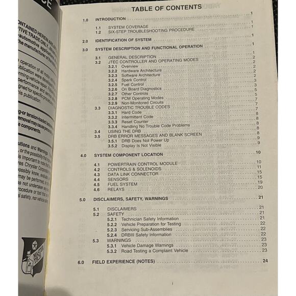 1996 Dodge Viper Coupe 8.0 L SFI Power train Diagnostic Manual Charging System - Picture 7 of 8